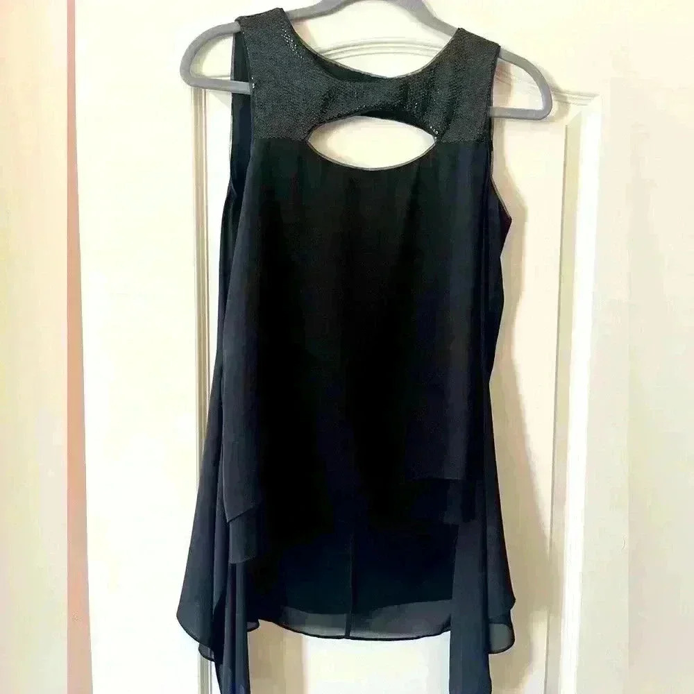 BCBGMaxazria Women’s XS Black Layered Dress Top